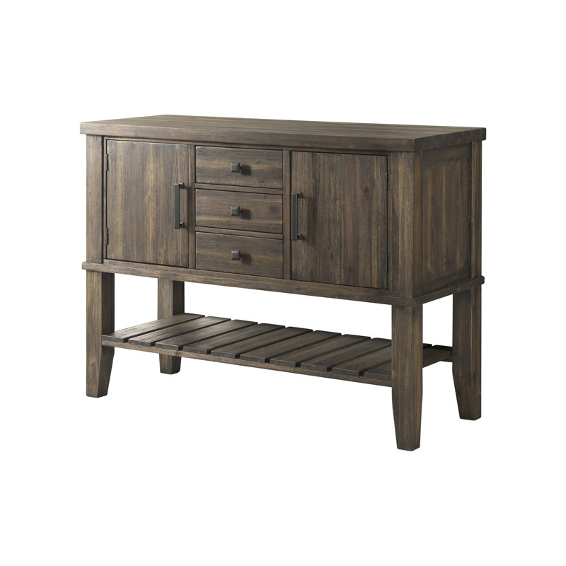 Buffet en bois d'acacia à 3 tiroirs de 51 po de largeur Miltona, Gris délavé