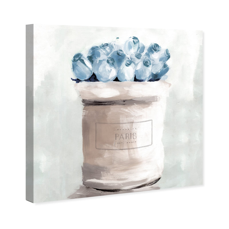 « blue floral from paris », reproduction d’art sur toile, H 40 po x l 40 po x P 1,5 po, Toile tendue