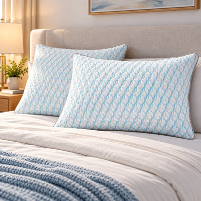Oreiller de lit rafraîchissant, oreiller en tissu de glace à double face rempli de fibres à 7 trous pour ceux qui dorment sur le dos