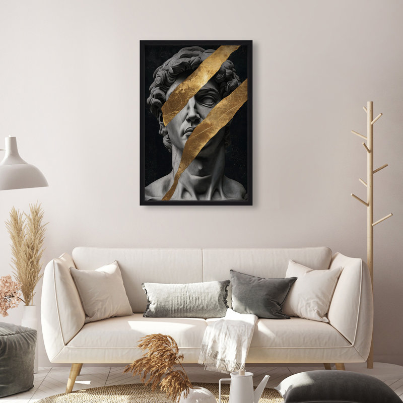 Oliver Gal Statue Statues I - With Hand-Applied Gold Leaf - Shadowbox Framed Wall Art, 32" H x 22" W