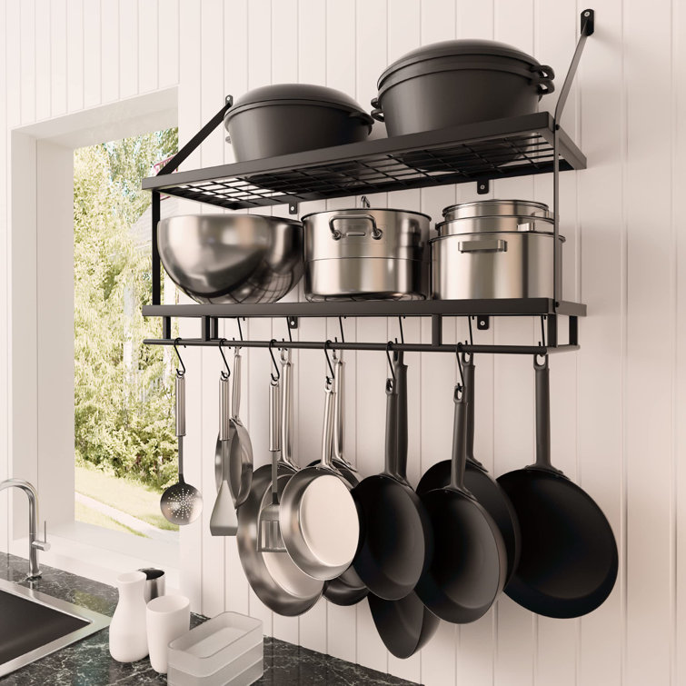 Prep & Savour Metal Wall Mounted Pot Rack