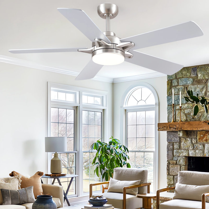 52 Inch Ceiling Fan With Lights And Remote Control,Low Profile Ceiling Fans With 5 Dual-Sided Blades And Reversible Dc Motor