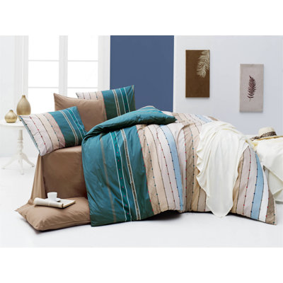 Ensemble de housse de couette 100% coton kaki / vert / crème Schell