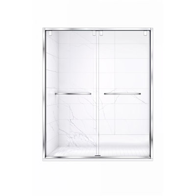 Strata (NBB-622) Porte de douche double coulissante avec cadre 48 po x 76 po - Verre trempé 8 mm, chrome