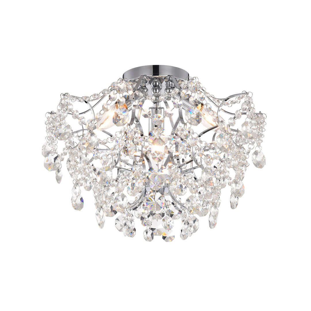 Myria 3-light 15.8'' Crystal Semi Flush Mount Rosdorf Park Fixture 