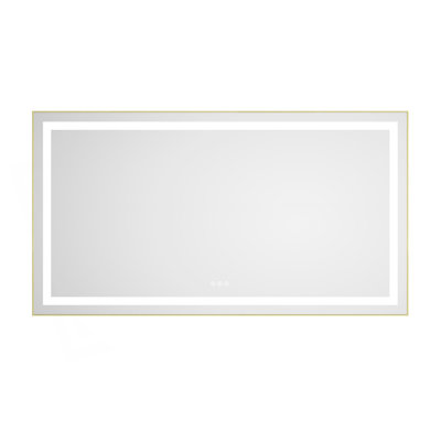 55" x 30" LED Bathroom Mirror with Front and Backlight, Wall Mounted Vanity Mirror with Aluminum Frame, Anti-Fog, Memory, 3 Colors, Stepless Dimmable