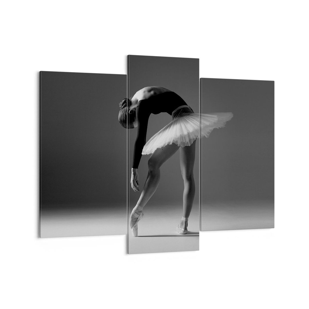 3-tlg. Leinwandbilder-Set Ballerina Figure Black And White