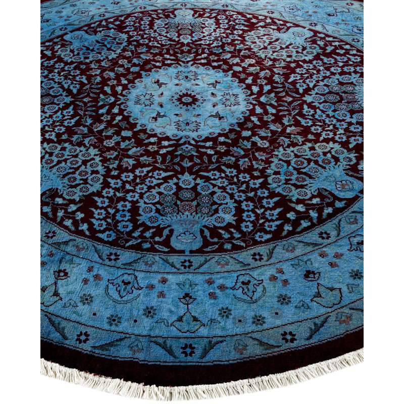 Tapis bleu noué à la main de conception unique Holsworth - bleu