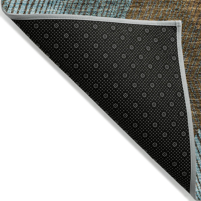 Teal Round 8 ft. Machine-Washable Synthetic Rug