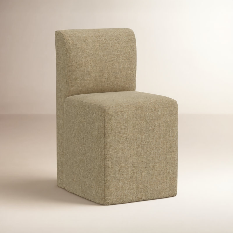 Cora Dining Chair In Zuma Charcoal, Zuma Natural Textured Linen