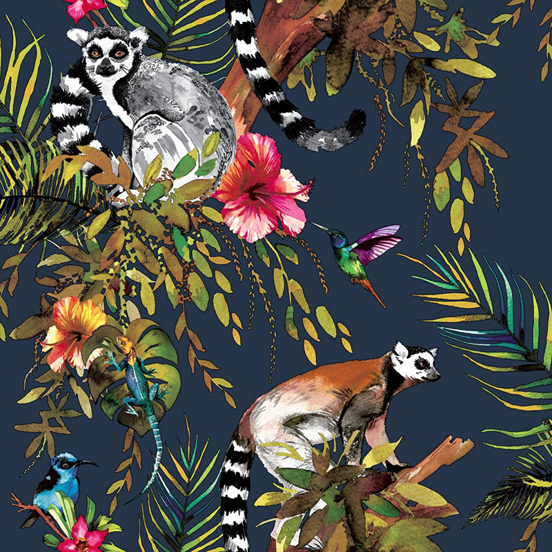 Dutch Wallcoverings WallpaperLemur Green, Blue/Multi