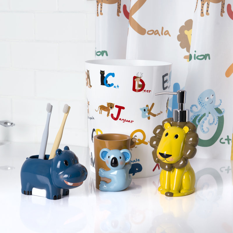 White Plastic Animal Alphabet Kids' Wastebasket