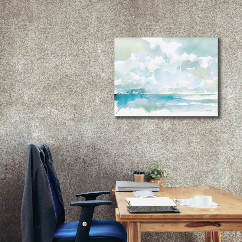 «Ocean Dreaming Pale Blue» par Katrina Pete, estampe numérique sur toile, H 26 po x l 34 po x P 1,5 po