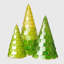 Capiz Trees, Set Of Three, Green Multi
