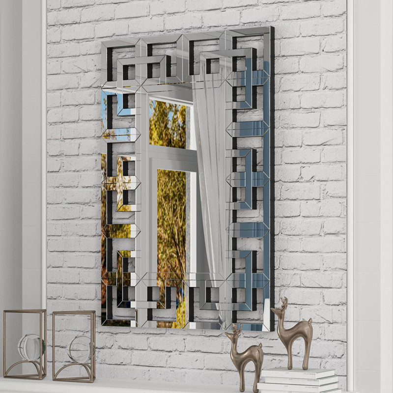 Glausen Rectangle Wall Mounted Accent Mirror in Silver