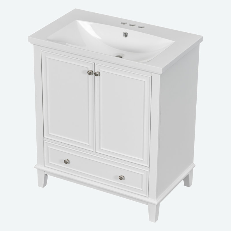 30'' Single Bathroom Vanity with Ceramic Top, White