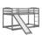 Heavy Duty Wood Twin Over Twin  Size Bunk Bed With Full-Length Guardrail, Convertible Slide And Ladder-1314795495