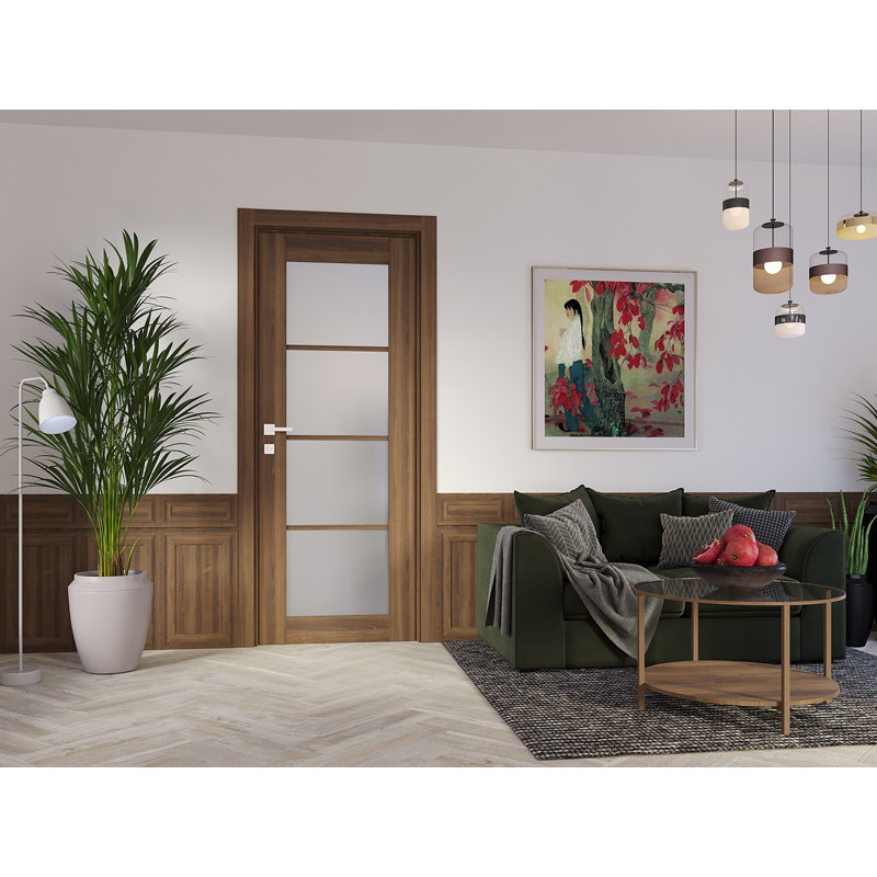 Porte standard préfinie en bois manufacturé Avon, Noyer, 35,875 po x 83,23 po