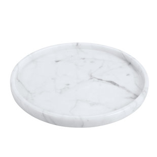 Natural white round marble tray
