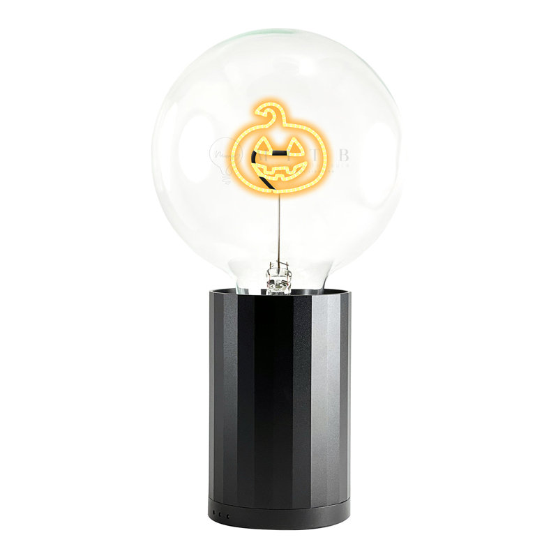 Ampoule HALLOWEEN PUMPKIN Lampe de table ambre avec base PORTABLE Noir