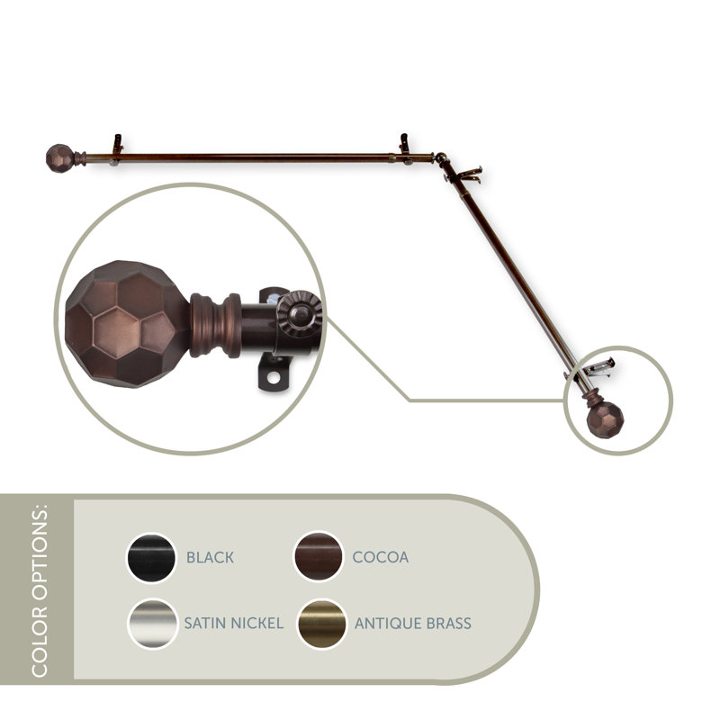 Tringle à rideau simple Campanella, 48” – 84”, Cacao