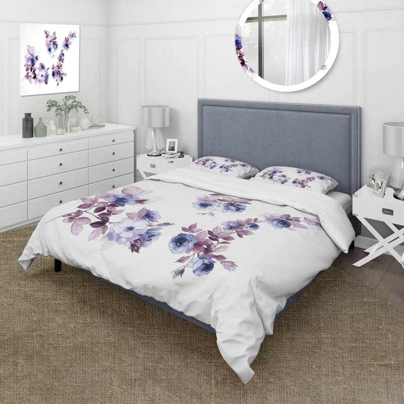 Mauve Wildflowers I - Ensemble de housse de couette traditionnel - Microfibre de polyester