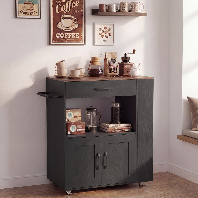 Wood Kitchen Cart, Black