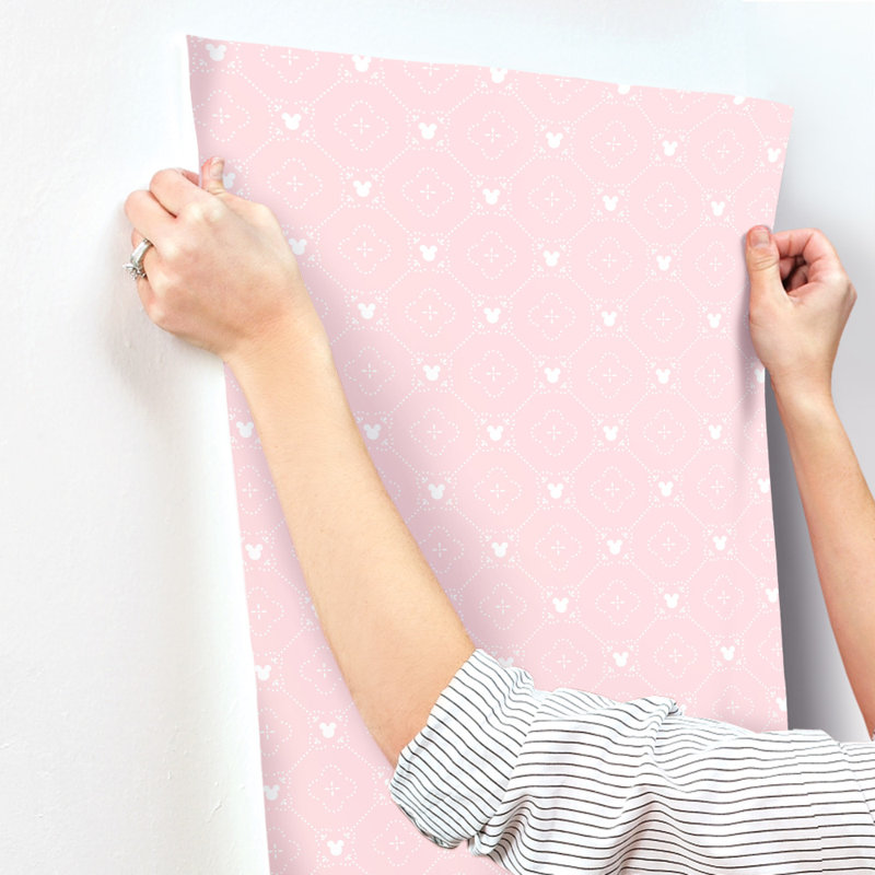 Rouleau de papier peint L 33 pi x l 20,5 po Argyle Disney Mickey Mouse, Rose
