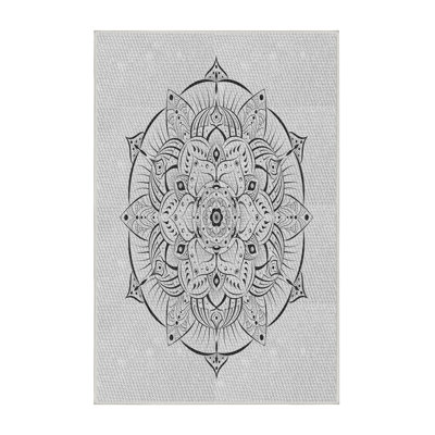 Tapis noir/gris tissé à la machine