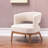 27" Beige And Brown Upholstered Arm Chair