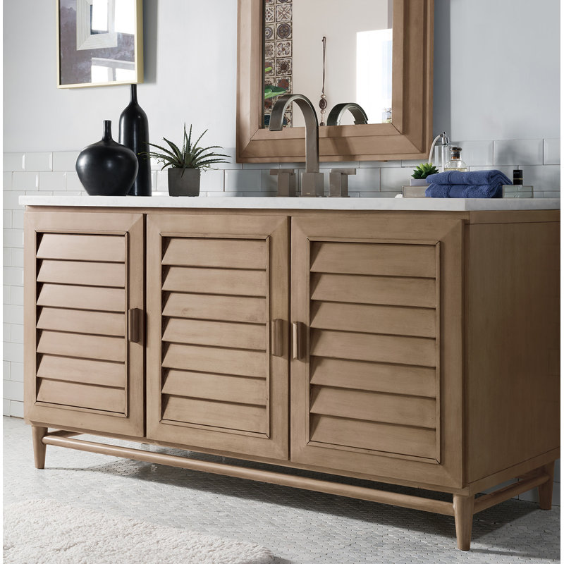 Portland 60'' W Single Vanity, Carrara White, Widespread