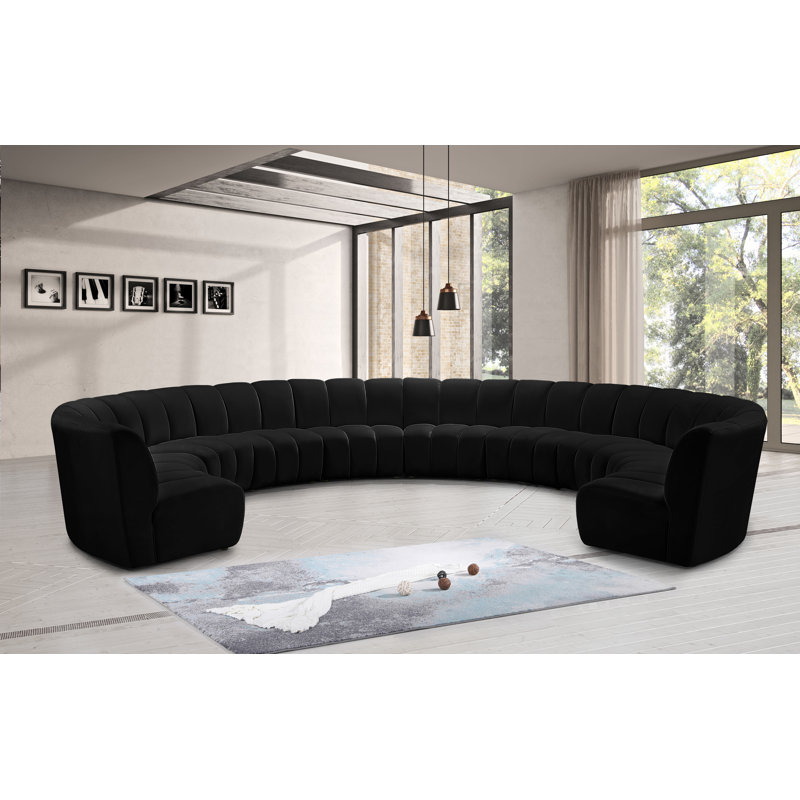 Canapé modulaire en velours Infinity, Velours noir, 10 pièces