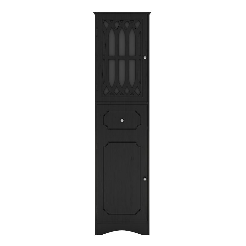 Grande armoire de rangement avec tiroir, tablettes réglables, Noir