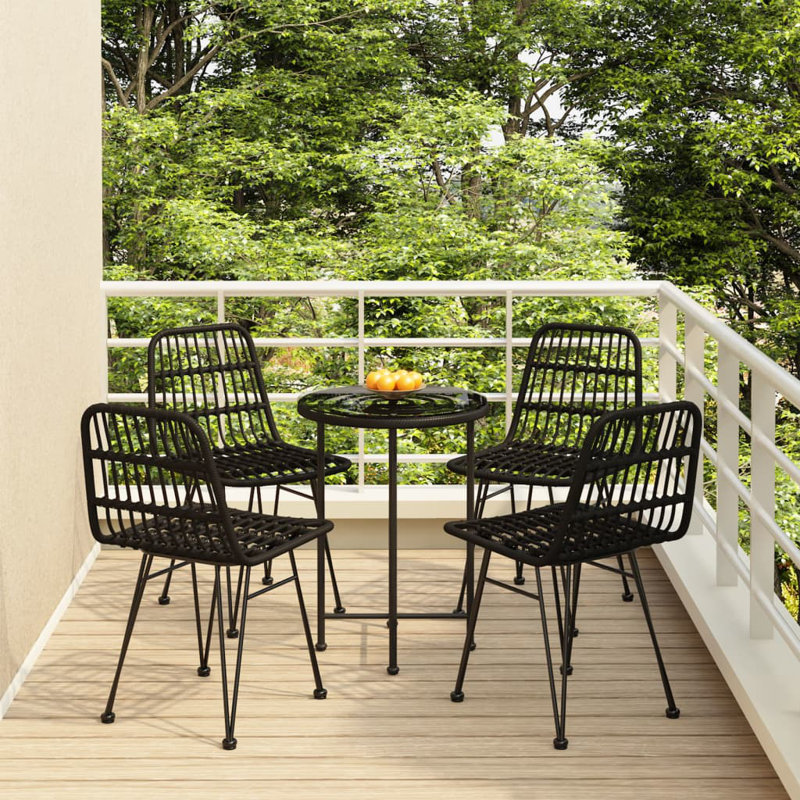 Gennifer 4 - Person Patio Dining Set Round Table, Black, Black