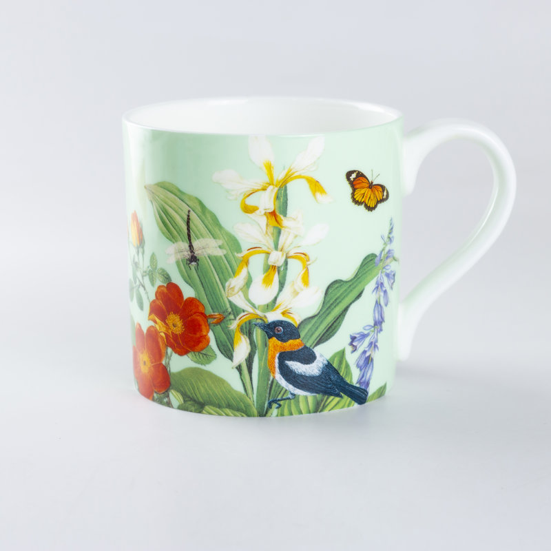 NE PAS EN GROUPE S'IL VOUS PLAÎT! Tasse à café en porcelaine tropicale Tropical Garden, Menthe / jardin tropical / os