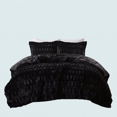 Solid Faux Fur Comforter Mini Set