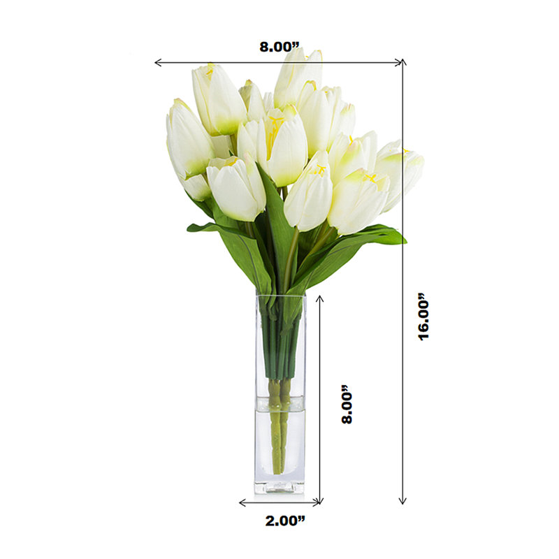 Fleur de tulipe artificielle dans un vase, Crème