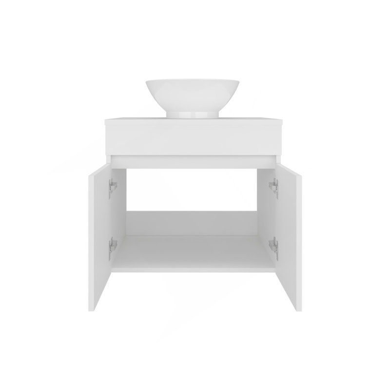 Bathroom Vanity With Sink, 2 Doors, White, White