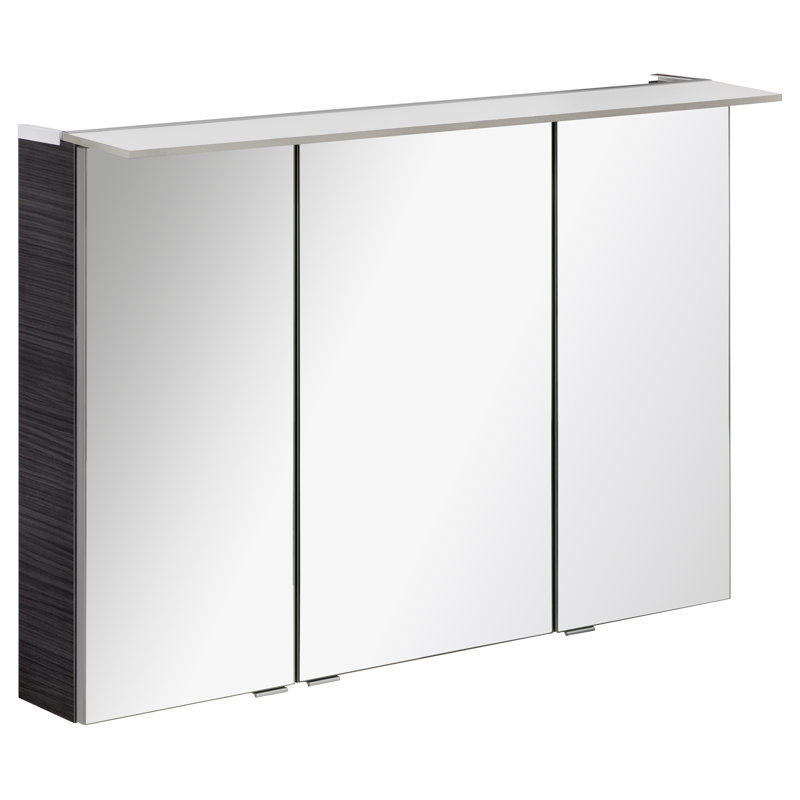 mm Wide mm H Surface Mirrored Cabinet with Mirror, Black