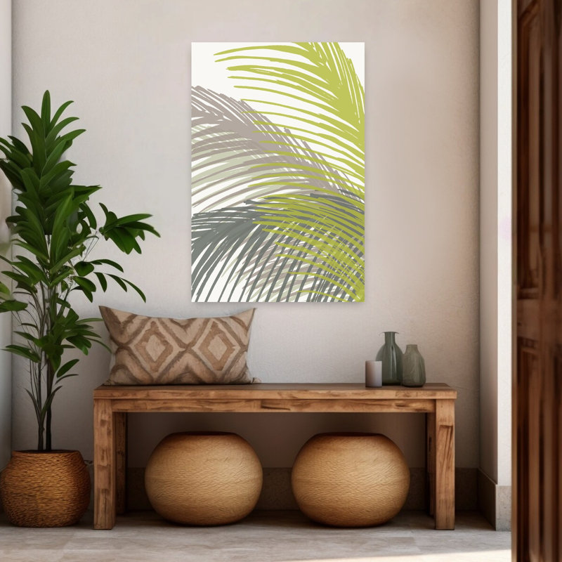 Art contemporain, palmier abstrait, art de paysage tropical, H 48 po x l 32 po