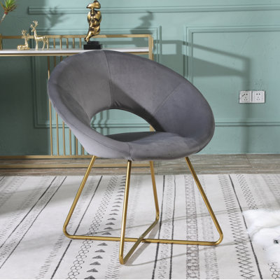 Chaise d'appoint rembourrée avec base au fini doré