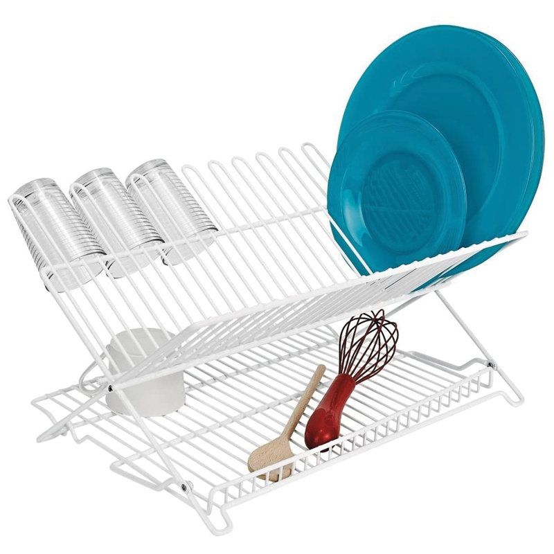 Égouttoir à vaisselle pliable en acier inoxydable, Blanc