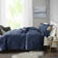Lit double / grand lit édredon en velours bleu marine, rembourrage, courtepointe diamant, taille de literie froissée bleu marine, lavable à la machine, coussin décoratif, moderne-129906247-129906253