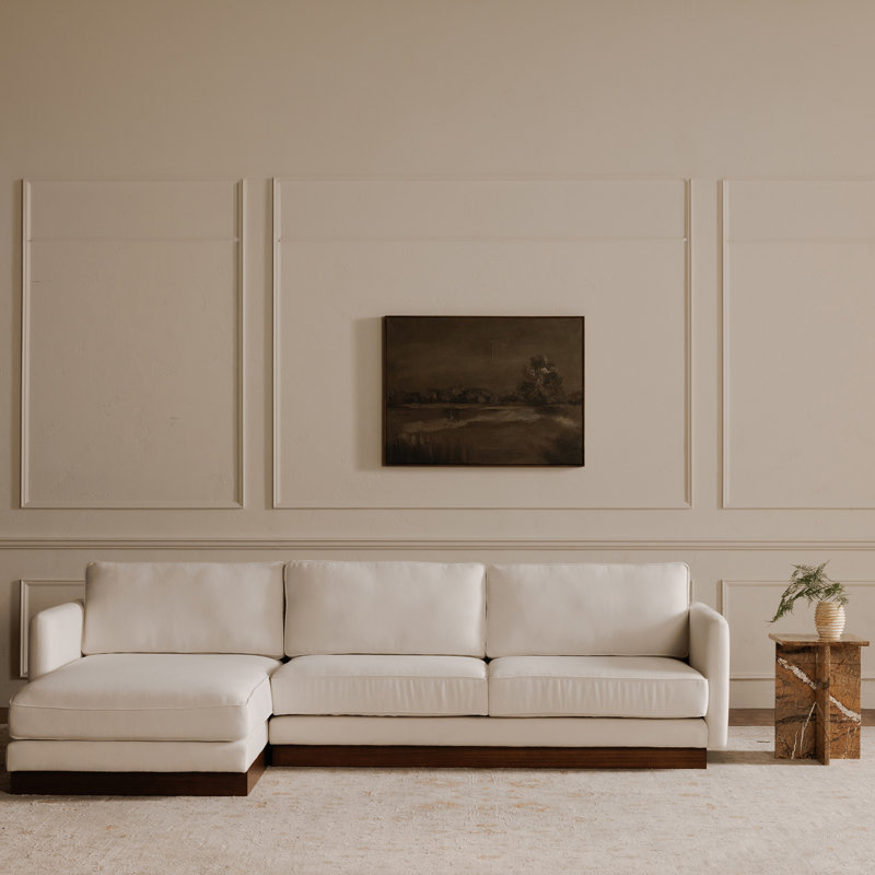 Ashby 112" W 2-Piece Chaise Sectional, White, Right Hand Facing