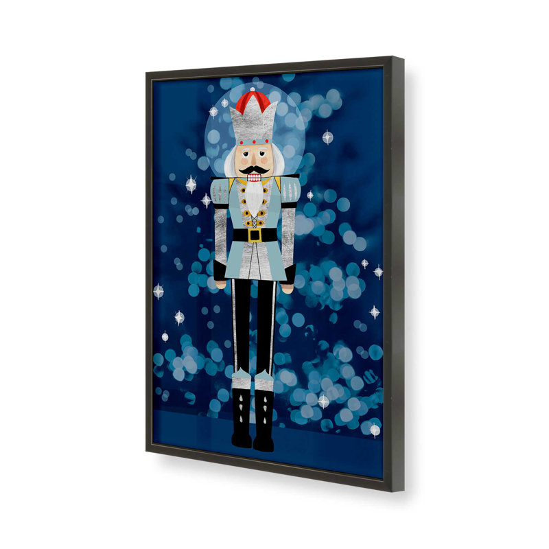 Casse-noisette classique en bleu I print dans un cadre, Cadre photo noir satiné, H 15 po x l 12 po x P 1,25 po