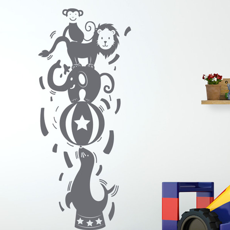Animals Wall Decal, Grey
