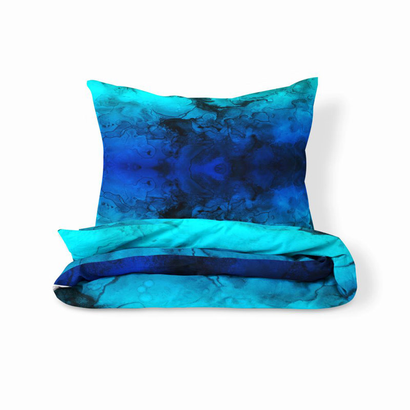 Ensemble de housse de couette marbré Abstract Ocean, Housse de couette pour grand lit et 2 taies décor