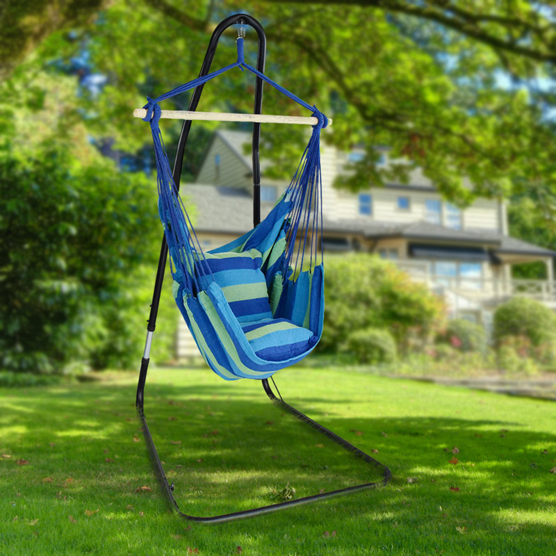 Sorbus Hammock Chair With Stand Adjustable in Blue