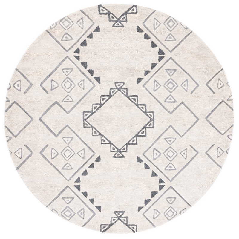 Powell Hand Tufted Performance Geometric Rug, Round 7'