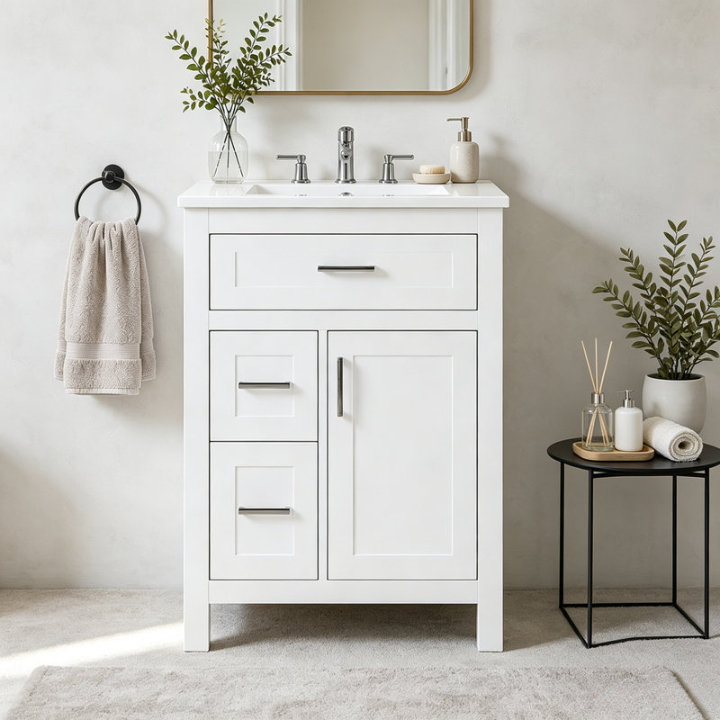 24 Inch Bathroom Vanity with Ceramic Sink